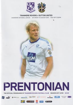 Tranmere Rovers v Sutton United Match Programme 2017-08-12